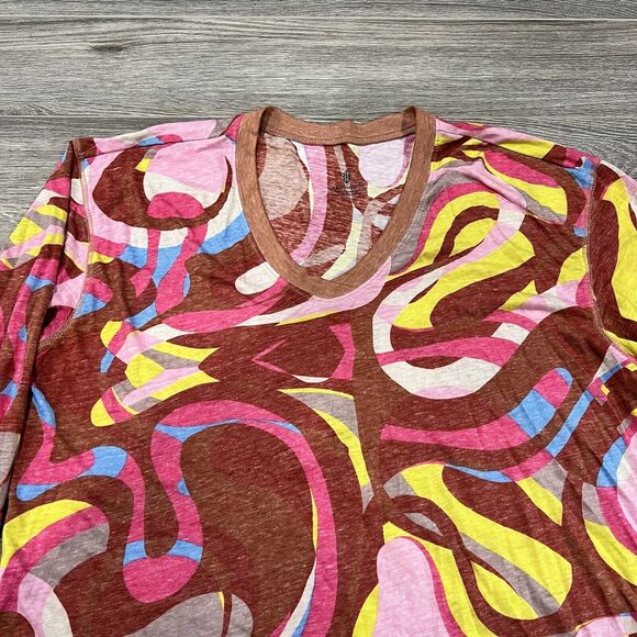 Free People Movement Keep Rolling Printed Tee Long Sleeve S Geometric Y2K - Picture 4 of 6